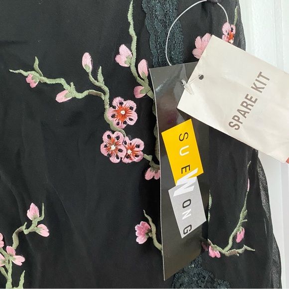 Sue Wong size 12 cherry blossom embroidered black formal dress nwt never worn - Picture 3 of 6